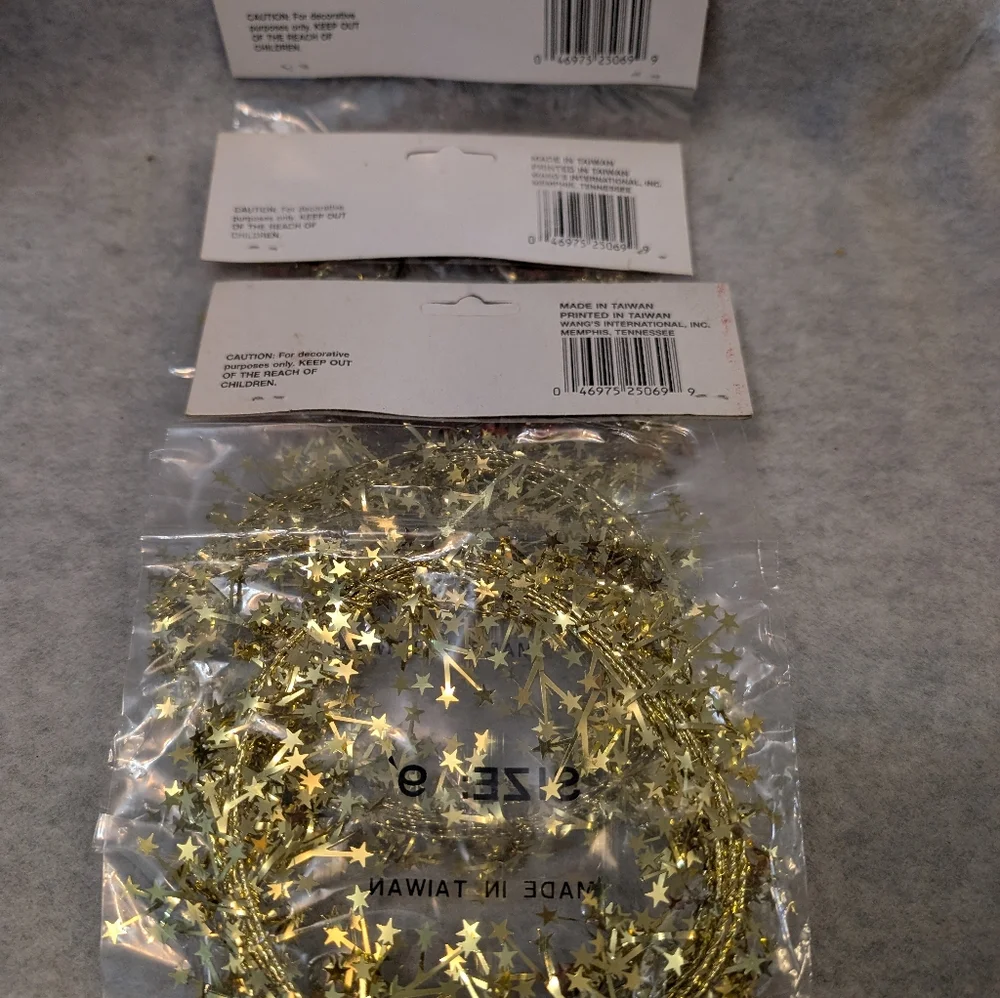 3 packs of New Unopened 9' Traditions Mini Star Garland (X6004 061)